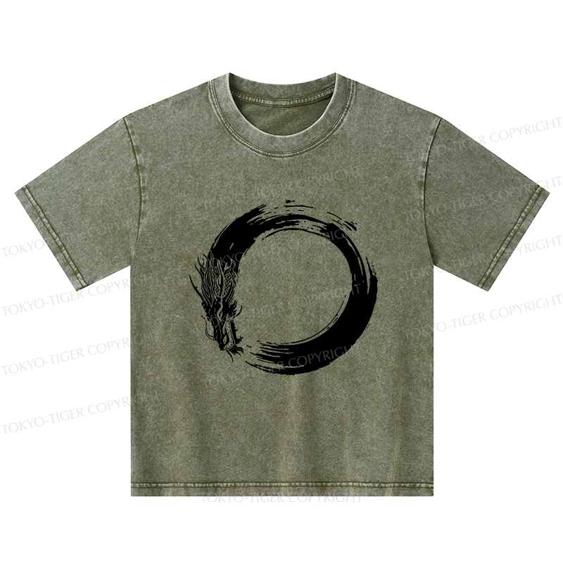 Tokyo-Tiger Dragon's Circle Kids Washed T-Shirt
