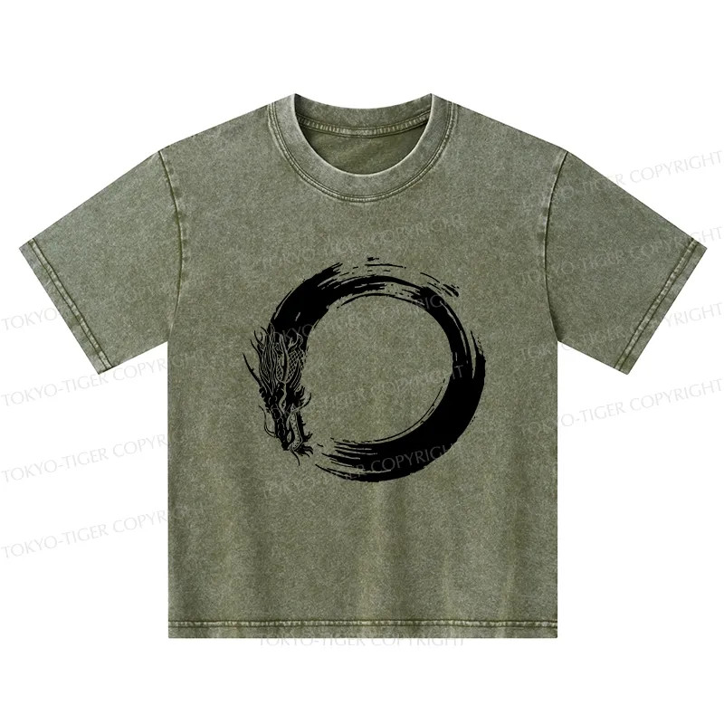 Tokyo-Tiger Dragon's Circle Kids Washed T-Shirt