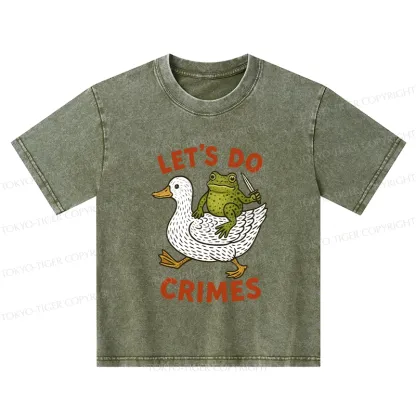 Tokyo-Tiger Frog Ready To Commit Crime Kids Washed T-Shirt