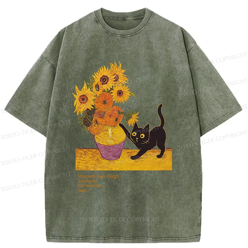 Tokyo-Tiger Naughty Van Gogh's Cat Japan Washed T-Shirt