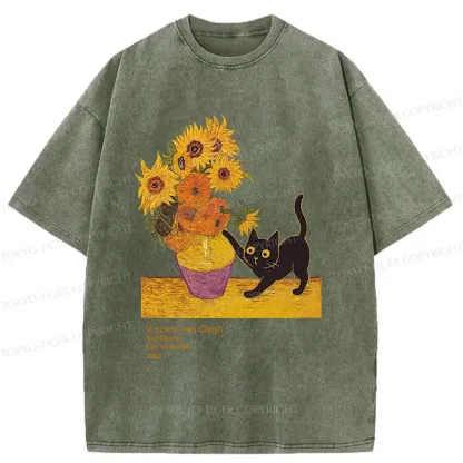 Tokyo-Tiger Naughty Van Gogh's Cat Japan Washed T-Shirt