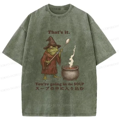 Tokyo-Tiger Funny Frog Soup Washed T-Shirt