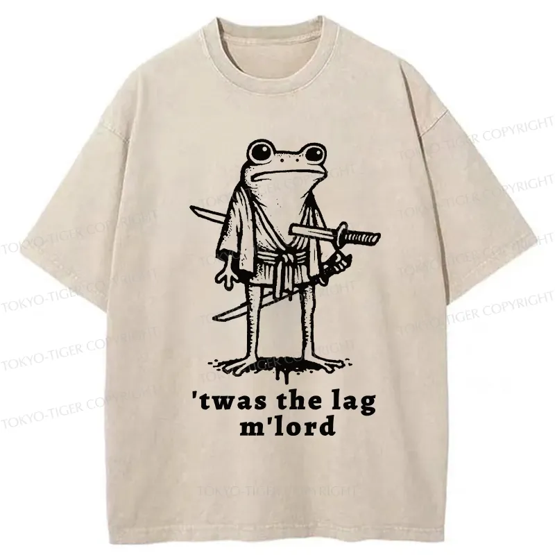 Tokyo-Tiger Funny Frog Samurai Washed T-Shirt