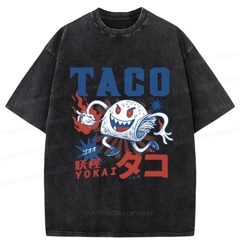 Tokyo-Tiger Japanese Taco Yokai Washed T-Shirt