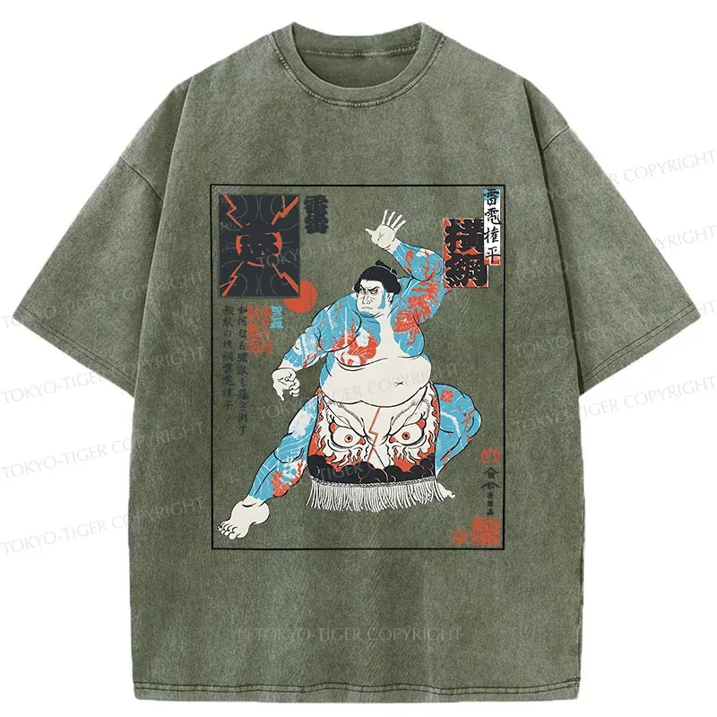 Tokyo-Tiger Japan Traditional Sumo Washed T-Shirt