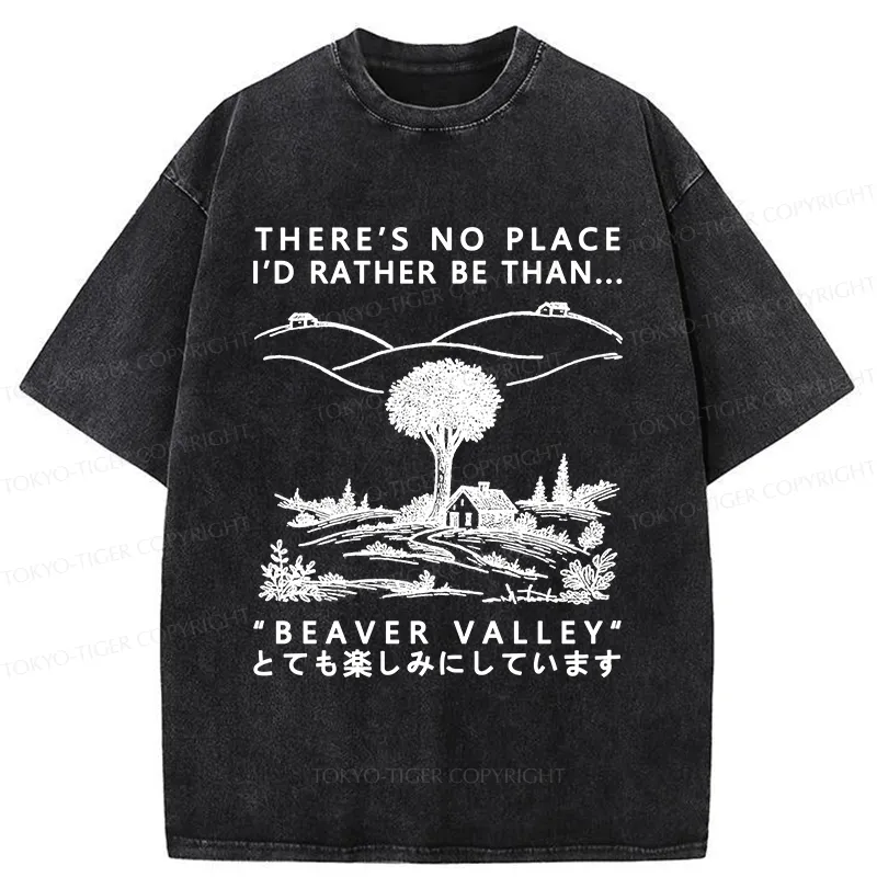 Tokyo-Tiger Beaver Valley Funny Washed T-Shirt