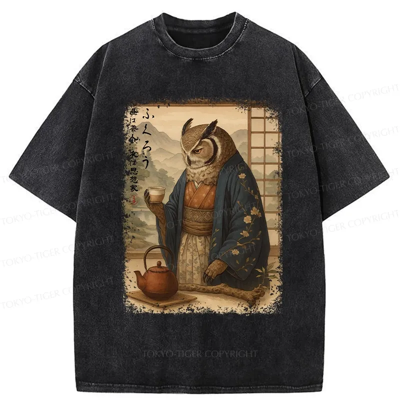 Tokyo-Tiger The Owl’s Tea Ceremony Washed T-Shirt