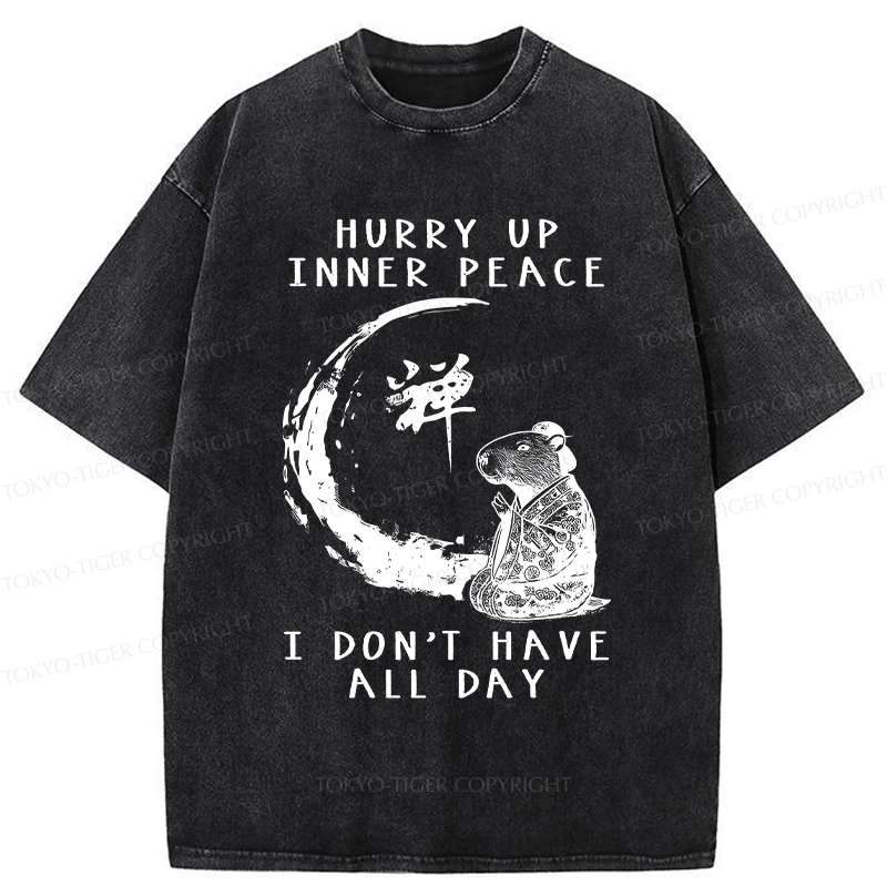 Tokyo-Tiger Hurry Up Inner Peace Zen Washed T-Shirt