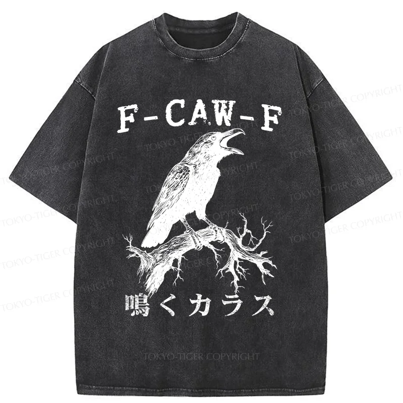 Tokyo-Tiger Funny Crow Call Washed T-Shirt