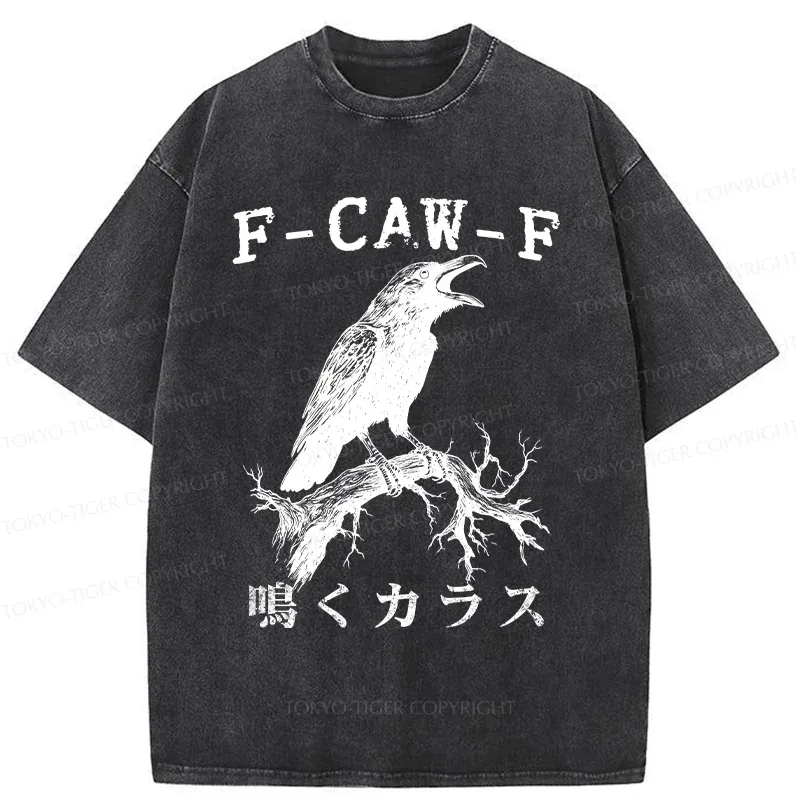 Tokyo-Tiger Funny Crow Call Washed T-Shirt