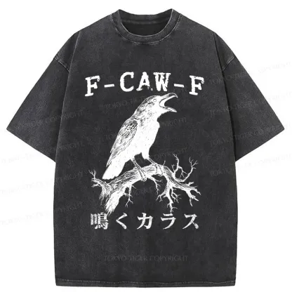 Tokyo-Tiger Funny Crow Call Washed T-Shirt