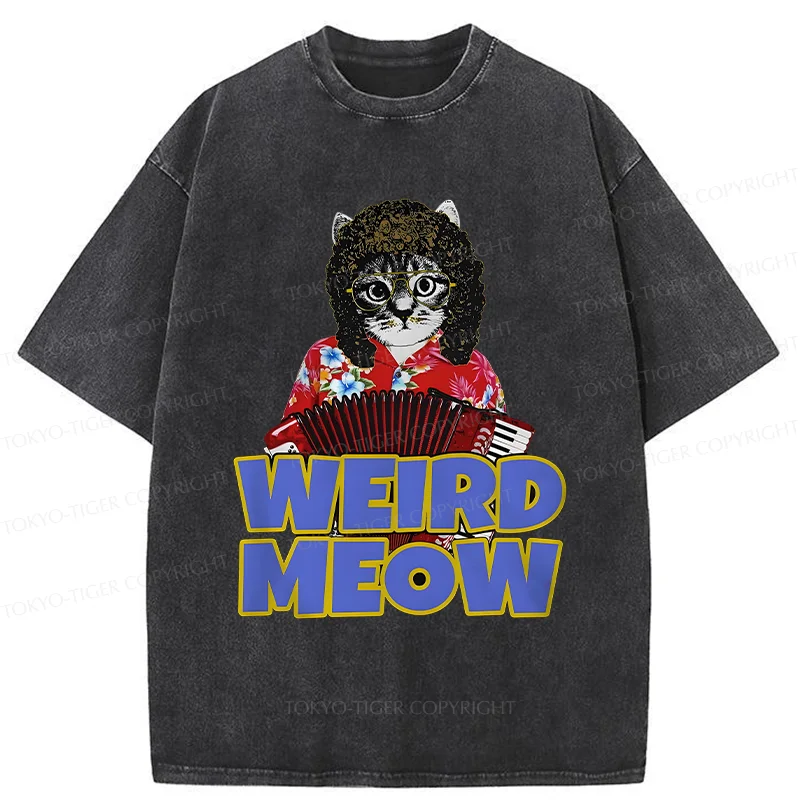 Tokyo-Tiger Rock Cat Funny Washed T-Shirt