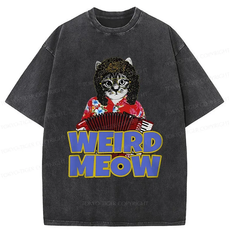 Tokyo-Tiger Rock Cat Funny Washed T-Shirt