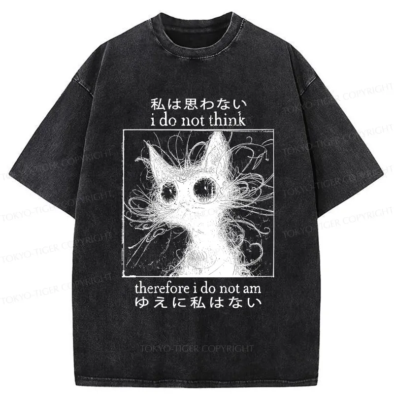 Tokyo-Tiger The Philosophy Of Cat Washed T-Shirt