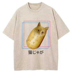 Image of Tokyo-Tiger Potato Cat Japanese Washed T-Shirt