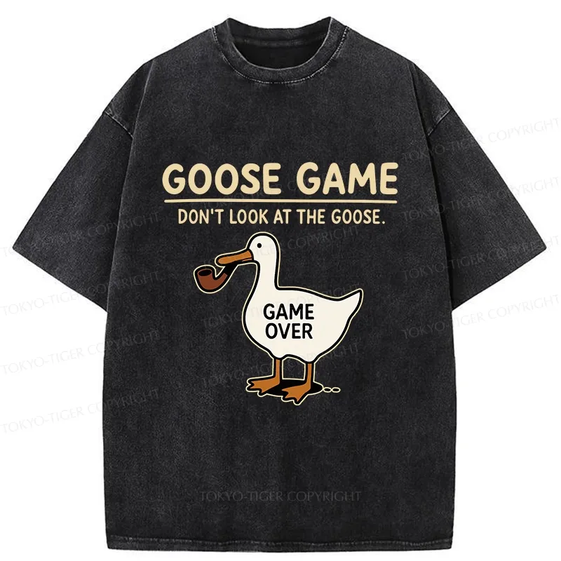 Tokyo-Tiger Funny Goose Game Washed T-Shirt
