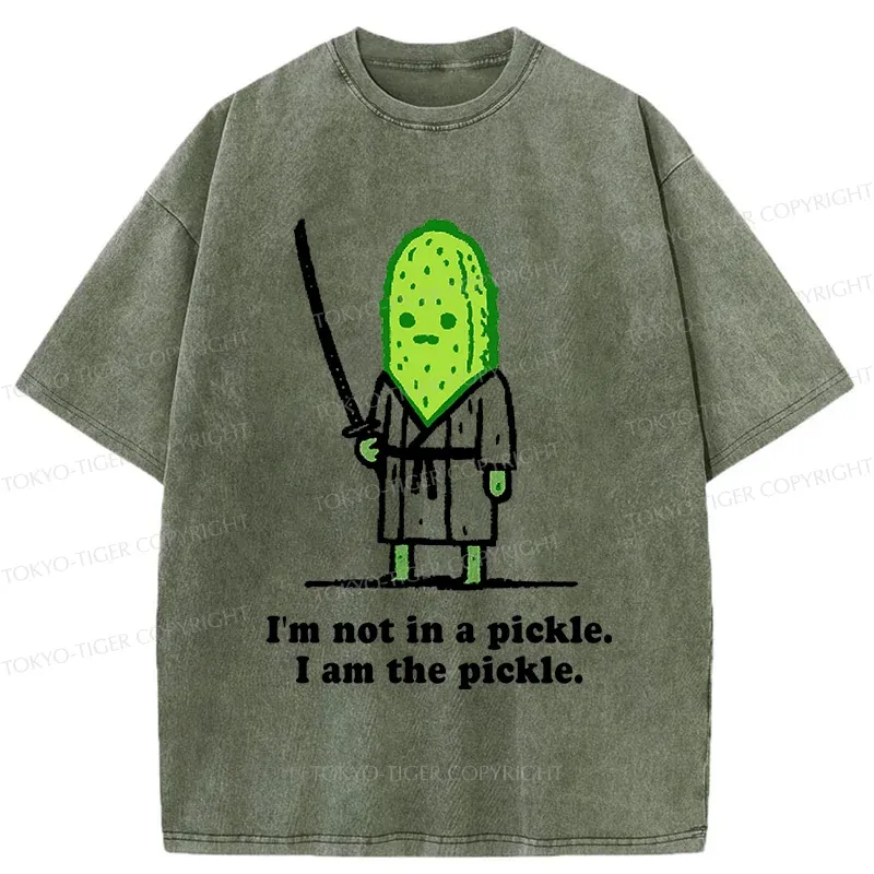 Tokyo-Tiger Funny Cucumber Samurai Washed T-Shirt