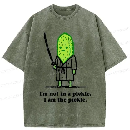 Tokyo-Tiger Funny Cucumber Samurai Washed T-Shirt
