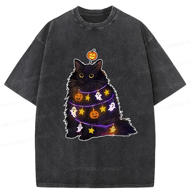Tokyo-Tiger Halloween Cat Washed T-Shirt