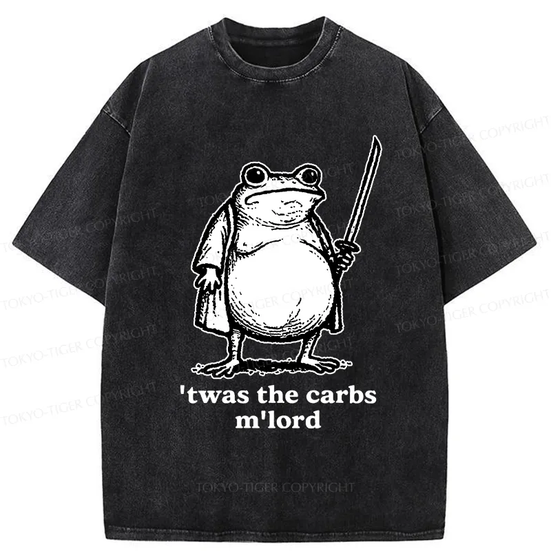 Tokyo-Tiger Funny Fat Samurai Frog Washed T-Shirt