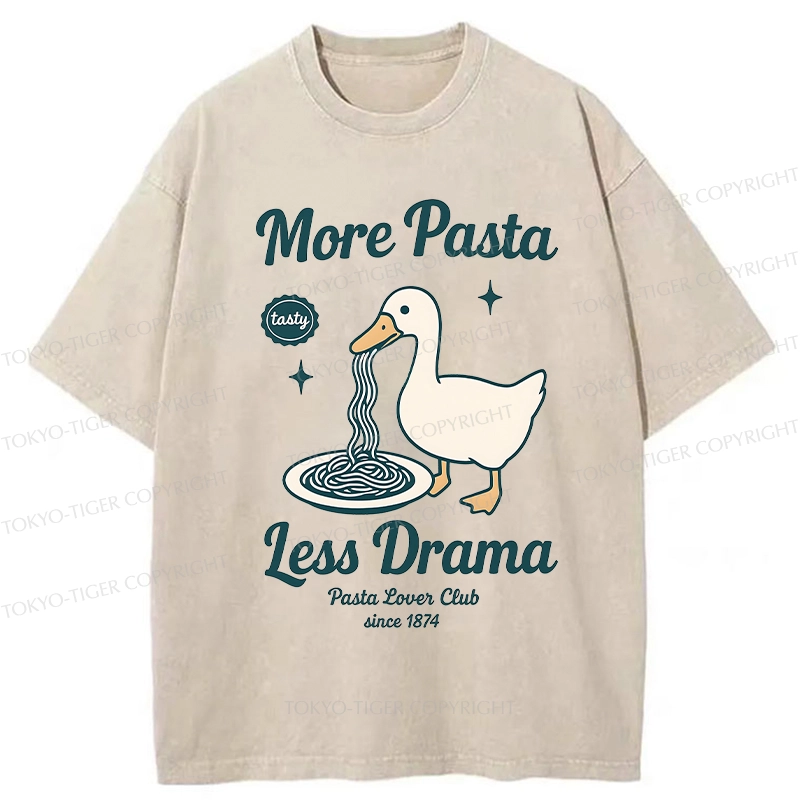 Tokyo-Tiger More Pasta Less Drama Washed T-Shirt