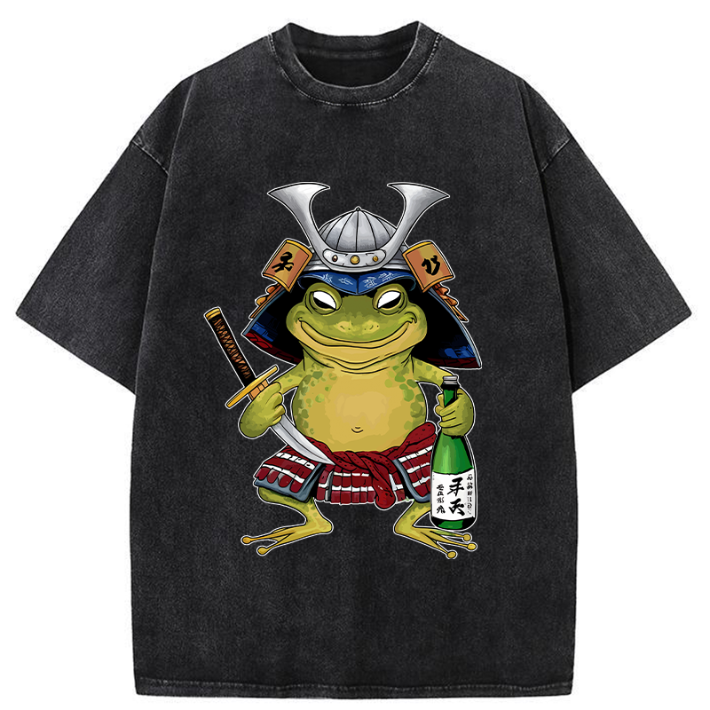 Tokyo-Tiger Japanese Samurai Frog Washed T-Shirt