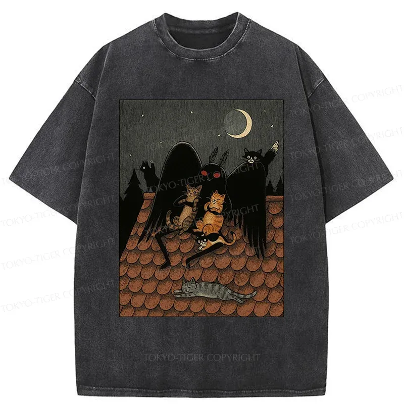 Tokyo-Tiger Mothman In Moonlight Washed T-Shirt