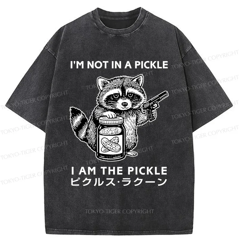 Tokyo-Tiger Funny Raccoon Washed T-Shirt