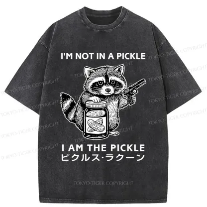 Tokyo-Tiger Funny Raccoon Washed T-Shirt