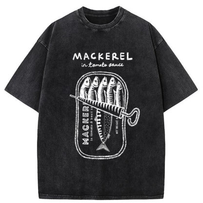 Tokyo-Tiger Mackerel In Tomato Sauce Washed T-Shirt