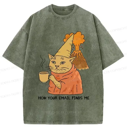 Tokyo-Tiger Funny Orange Cat Washed T-Shirt