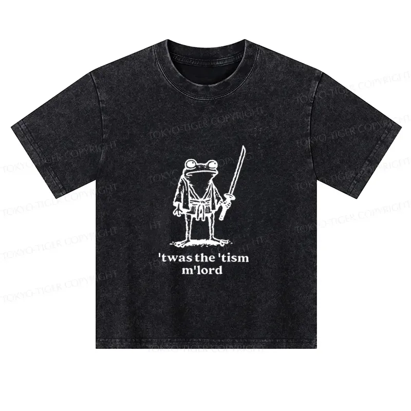 Tokyo-Tiger Focused Samurai Frog Kids Washed T-Shirt