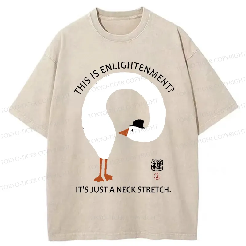 Tokyo-Tiger Funny Neck Stretch Of Zen Washed T-Shirt