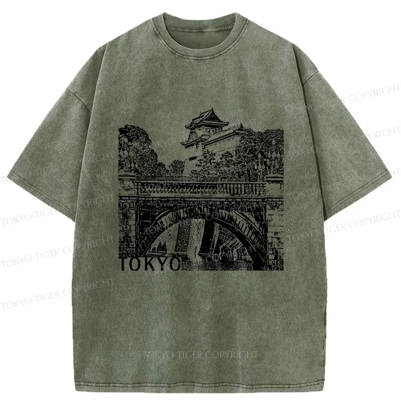 Tokyo-Tiger Nijubashi Bridge Washed T-Shirt