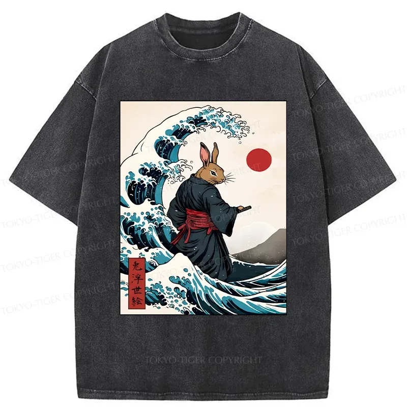 Tokyo-Tiger Rabbit Samurai Washed T-Shirt
