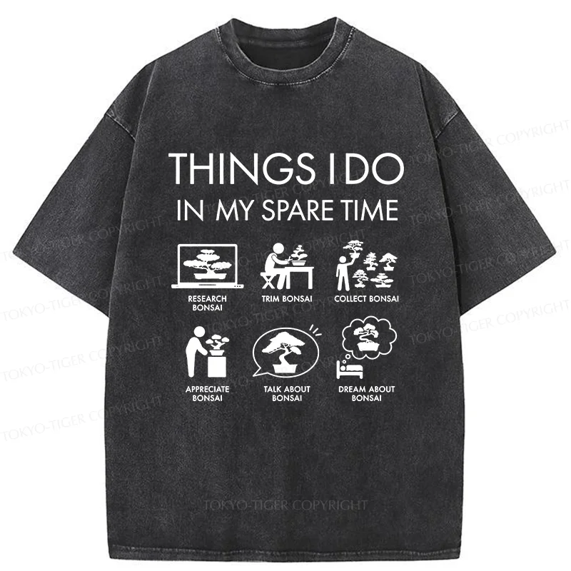 Tokyo-Tiger Bonsai Hobby Washed T-Shirt