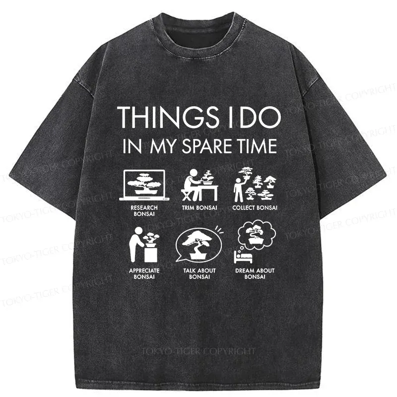 Tokyo-Tiger Bonsai Hobby Washed T-Shirt