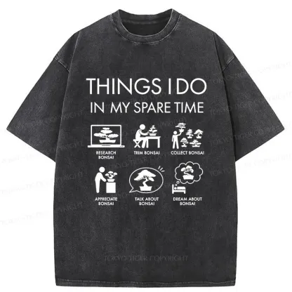 Tokyo-Tiger Bonsai Hobby Washed T-Shirt