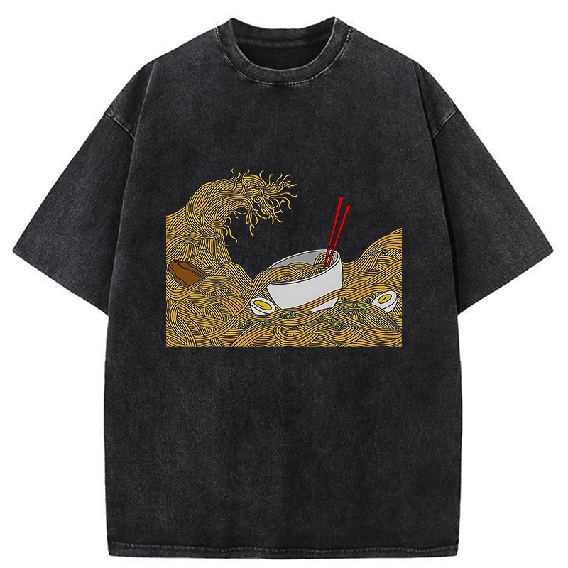 Tokyo-Tiger The Great Wave Off Ramen Washed T-Shirt