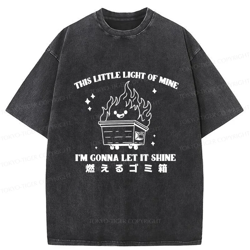 Tokyo-Tiger Burning Trash Can Washed T-Shirt