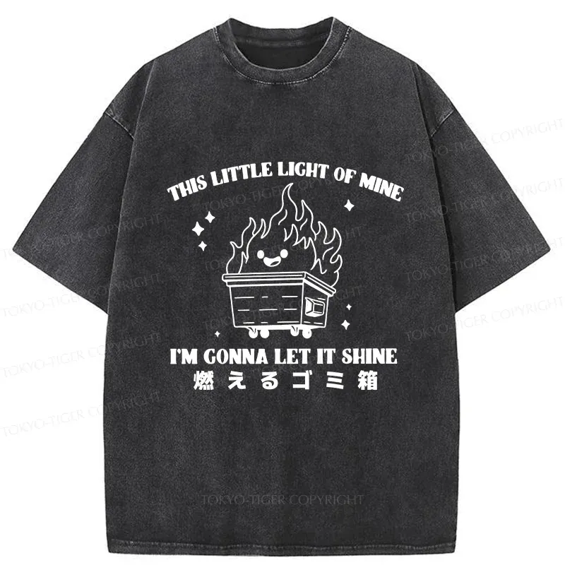 Tokyo-Tiger Burning Trash Can Washed T-Shirt