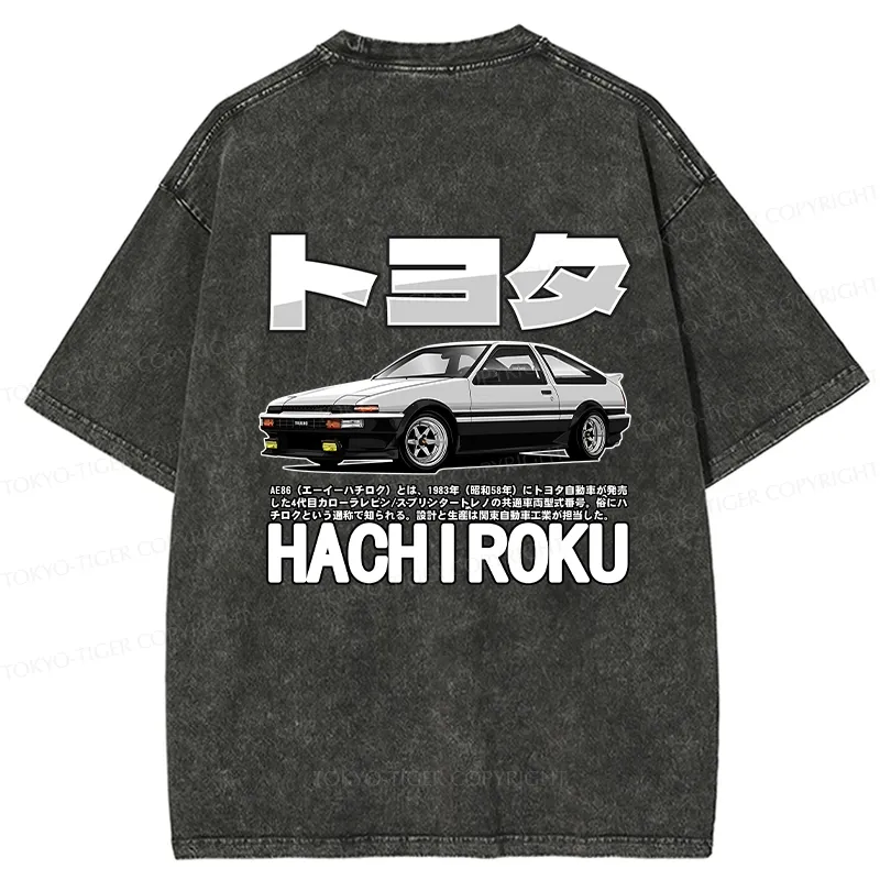 Tokyo-Tiger Japanese Classic Car Retro Back Washed T-Shirt