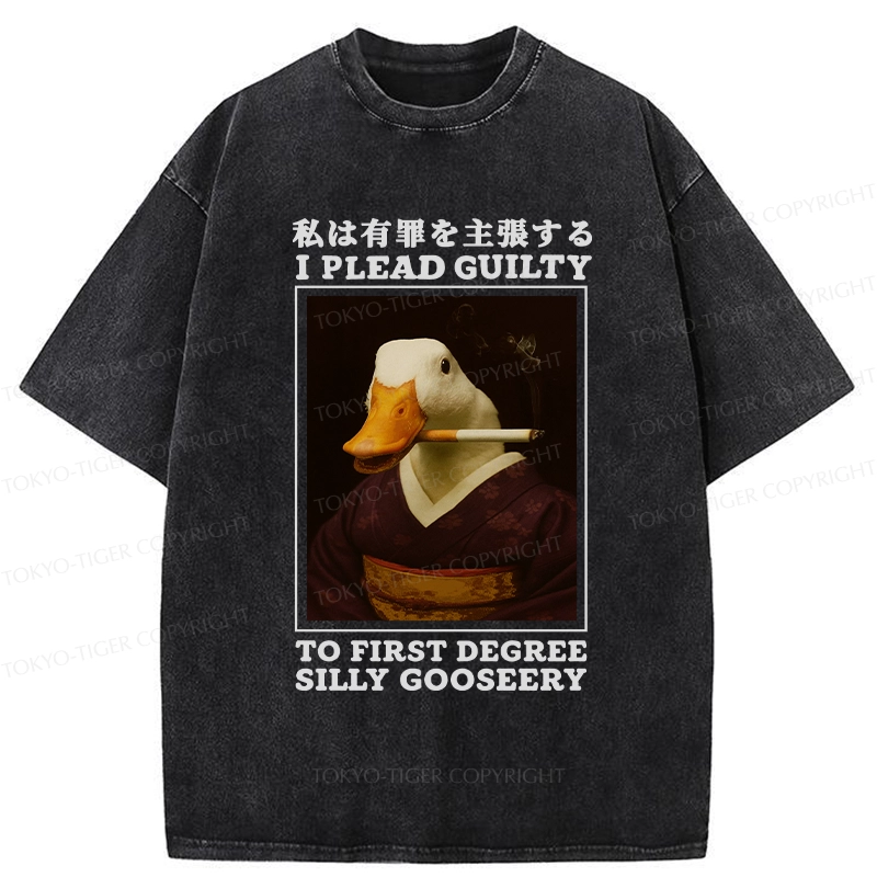 Tokyo-Tiger Silly Goose Smoking Funny Washed T-Shirt