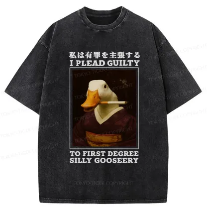 Tokyo-Tiger Silly Goose Smoking Funny Washed T-Shirt