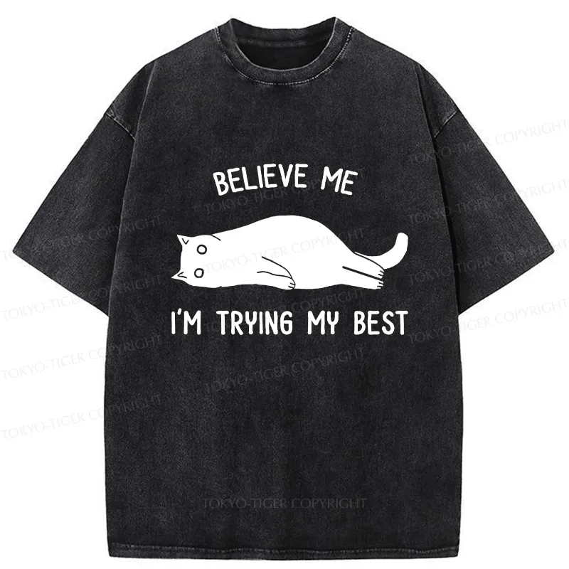 Tokyo-Tiger Believe Me I'm Trying My Best Washed T-Shirt