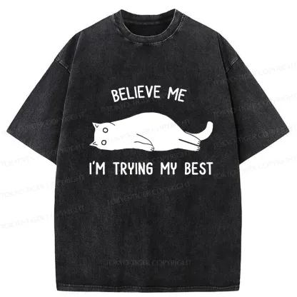 Tokyo-Tiger Believe Me I'm Trying My Best Washed T-Shirt