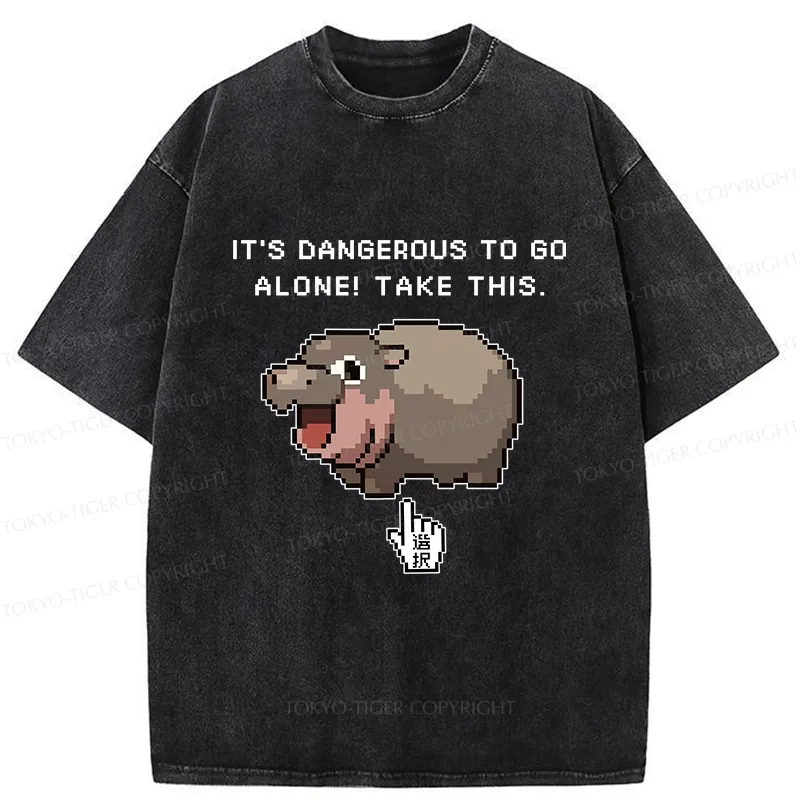 Tokyo-Tiger It's Dangerous To Go Alone Washed T-Shirt