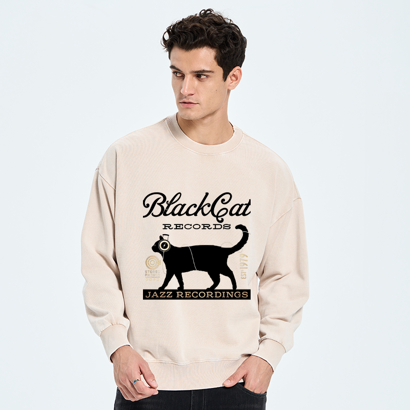 Tokyo-Tiger Black Cat Japan Washed Sweatshirt