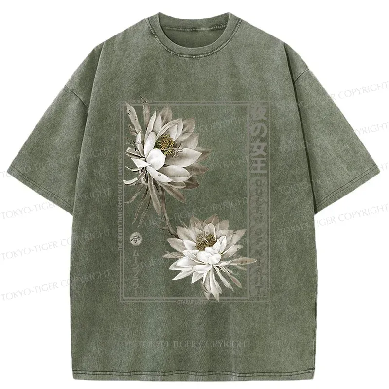Tokyo-Tiger Japanese Epiphyllum Washed T-Shirt