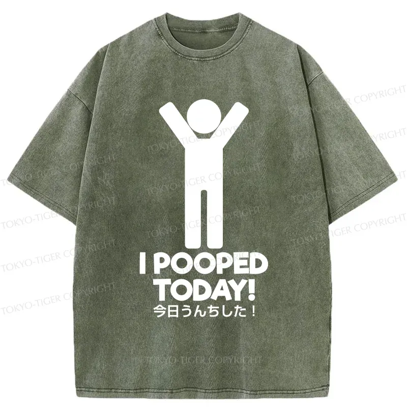 Tokyo-Tiger I Pooped Today Washed T-Shirt